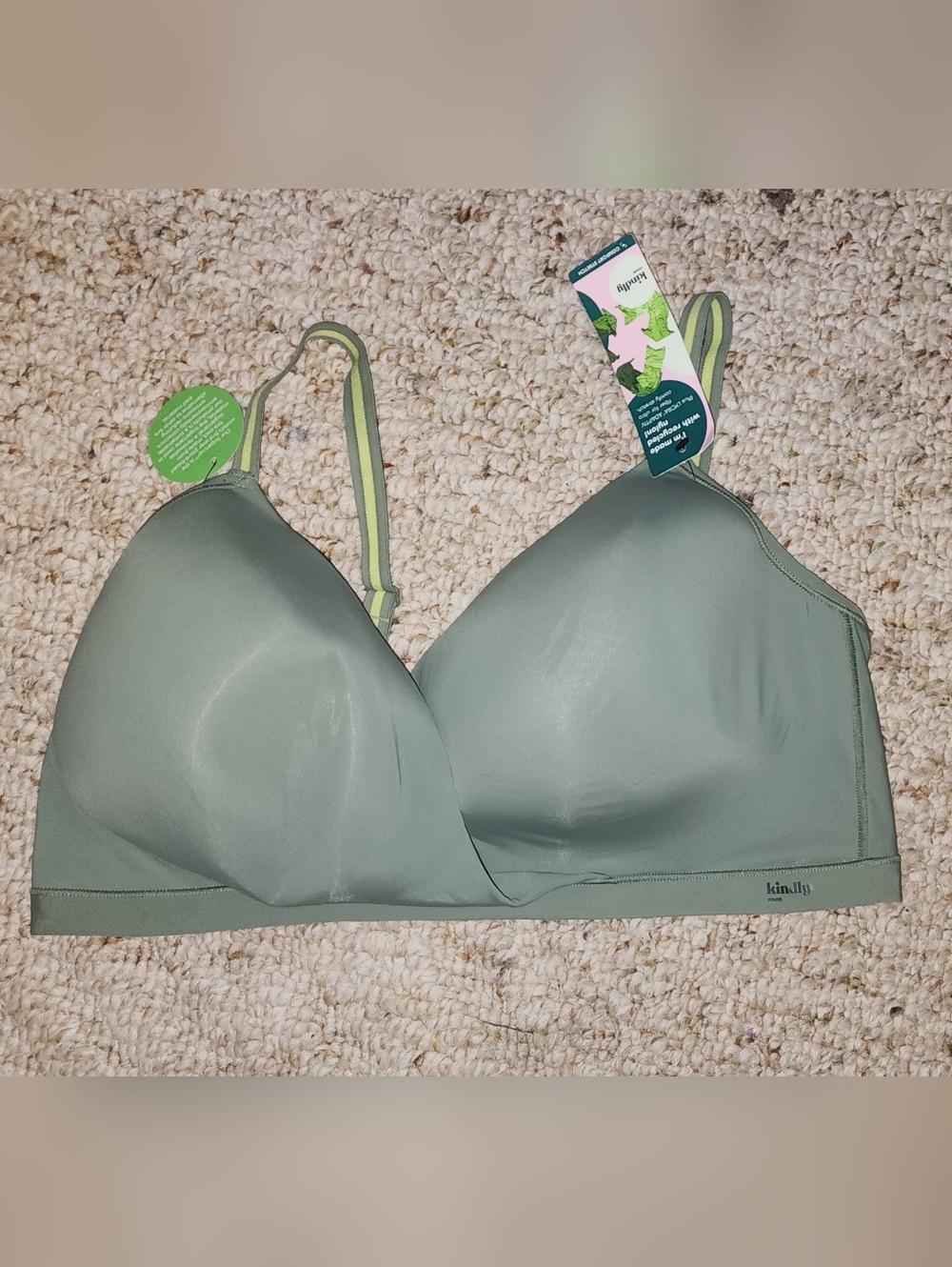 New Kindly Yours Bra Cross Over Hybrid Green Sea Spray  Wireless Women's XXXL